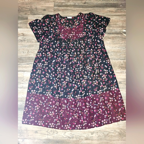 Only Necessities house dress black floral print 4X pockets mumu cotton - Picture 1 of 5